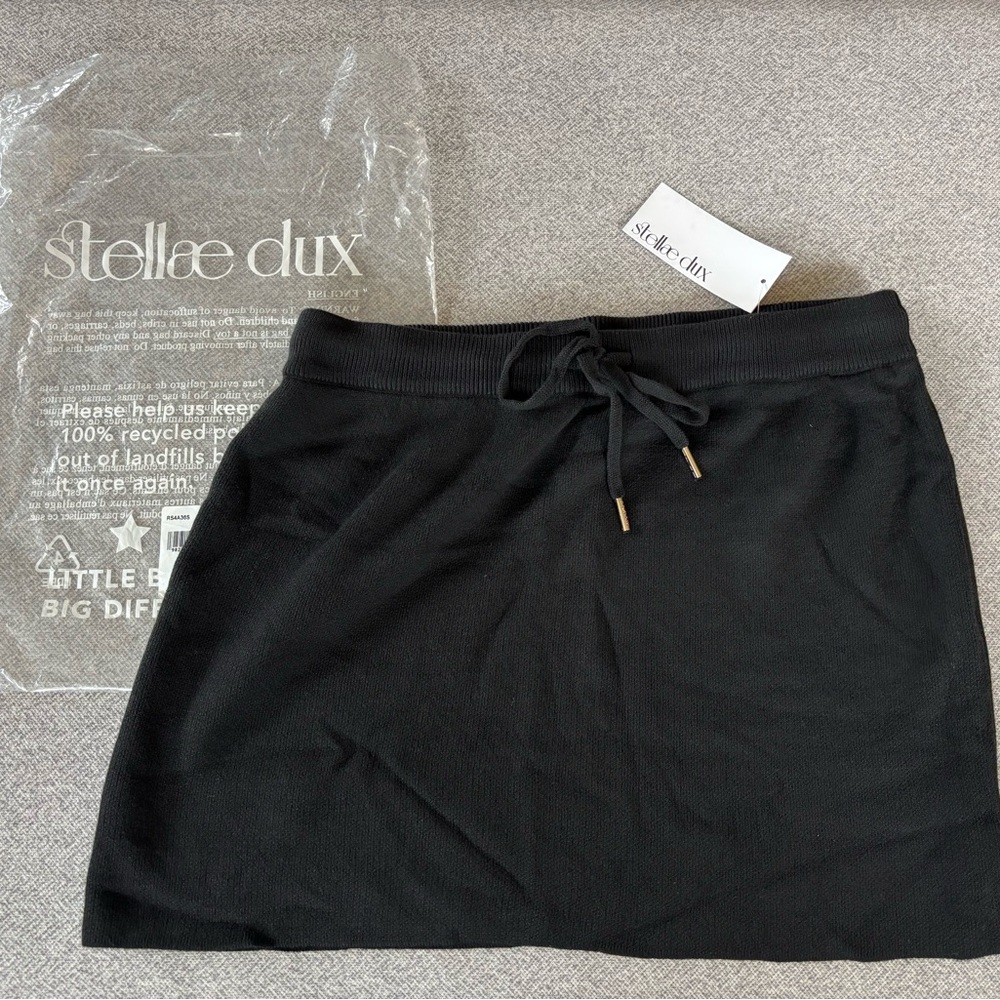 Stellae Dux Stretch Knit Drawstring Miniskirt